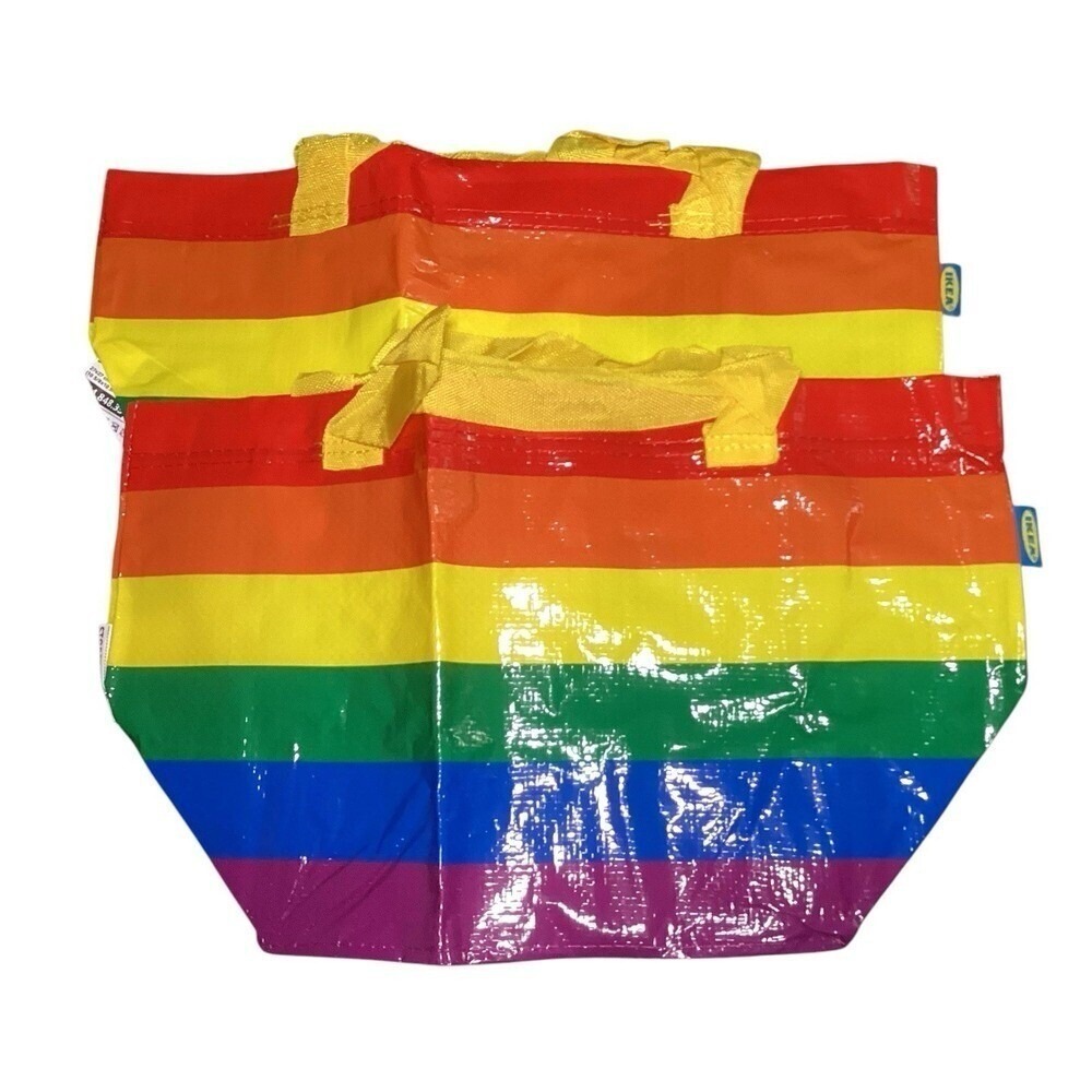 IKEA STORSTOMMA Rainbow Shopping Bag Set of 2 Reusable Pride Tote Small Multi